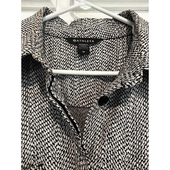 Athleta Shirt Jacket Women’s Size Medium Textured Button Up Braiden Black White - Picture 5 of 11